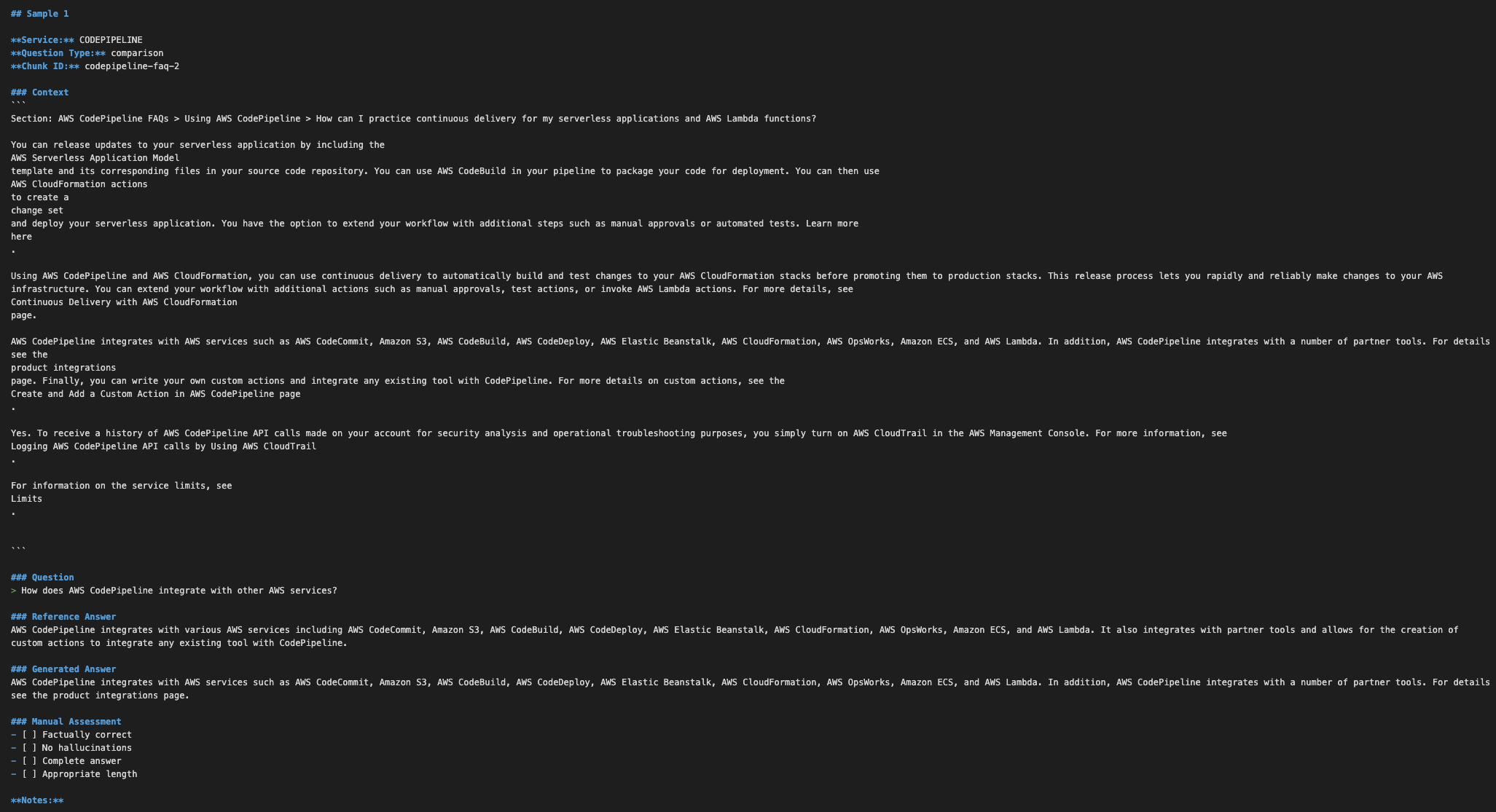 Screenshot von sample_responses.md mit Manual Assessment